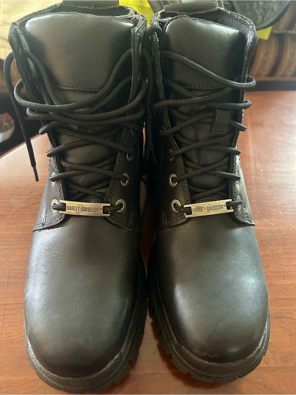 Harley-Davidson Black Leather Lace-Up Riding Boots
